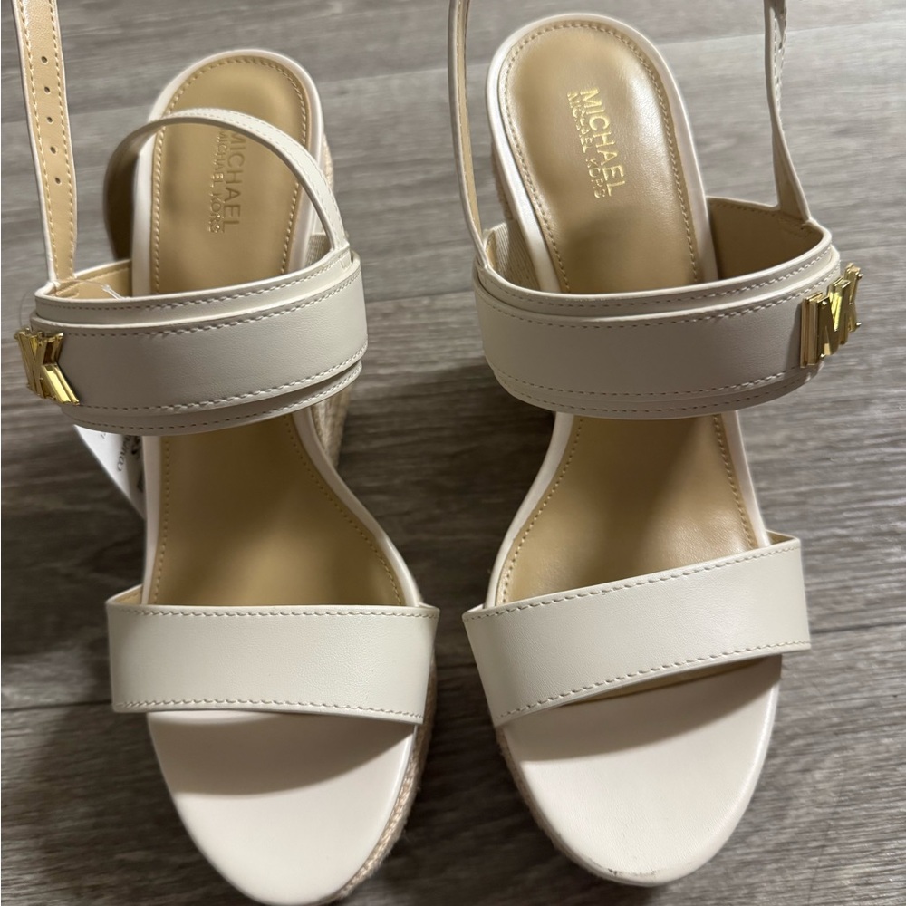 Michael Kors Women's Ina Wedge Elegant Cream Sandals
